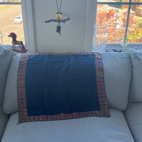 Vintage Bloomingdale’s Scarf Blue Orange Purple Silk Italy - Picture 6 of 8